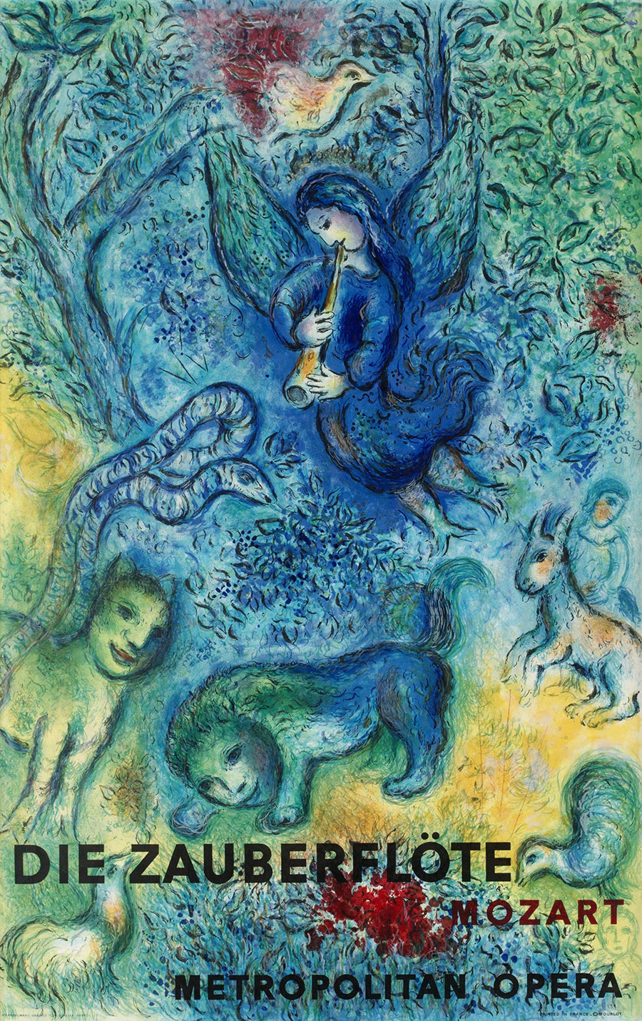 马克·夏加尔高清油画作品: 天使的 魔笛    原图素材