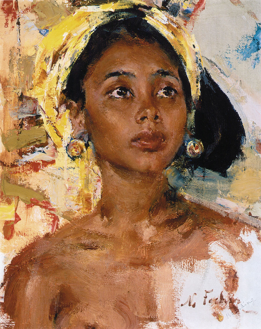 费欣油画高清作品: 非洲女孩头像