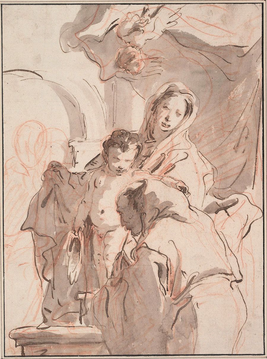 乔凡尼·巴蒂斯塔·提埃坡罗Giovanni Battista Tiepolo作品: Madonna and Child with Sai