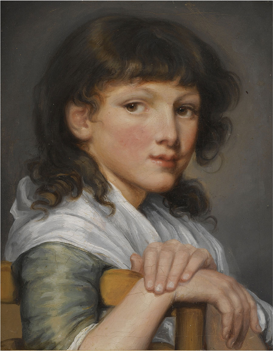 格勒兹油画作品:一个女孩的肖像 高清大图欣赏