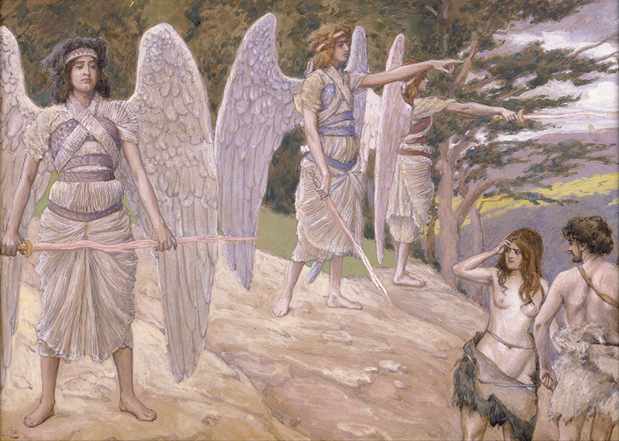 詹姆斯·蒂索作品: 在天堂的亚当和夏娃 - Adam and Eve Driven from Paradise