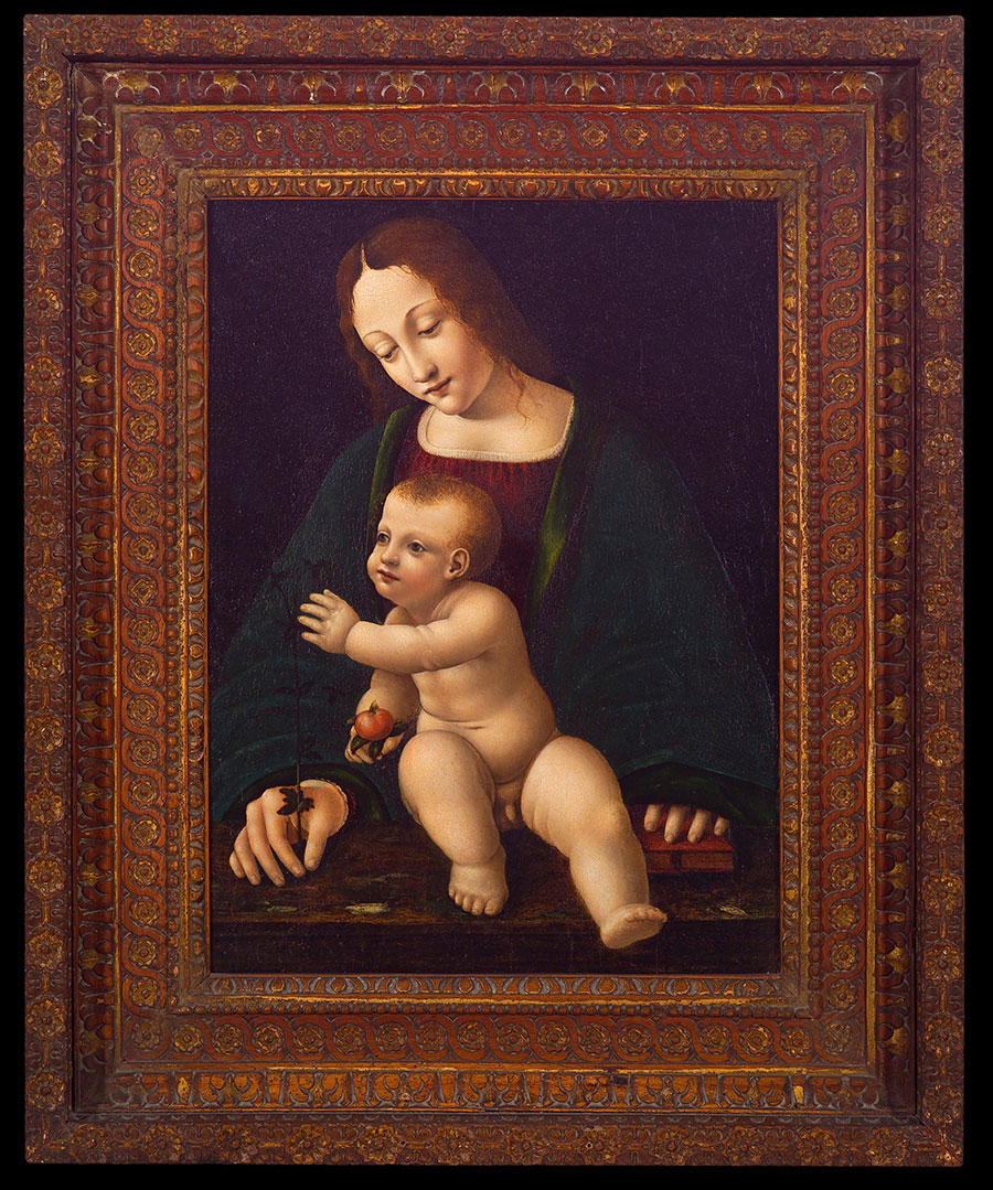 达芬奇作品  圣母子 拿柿子的圣母