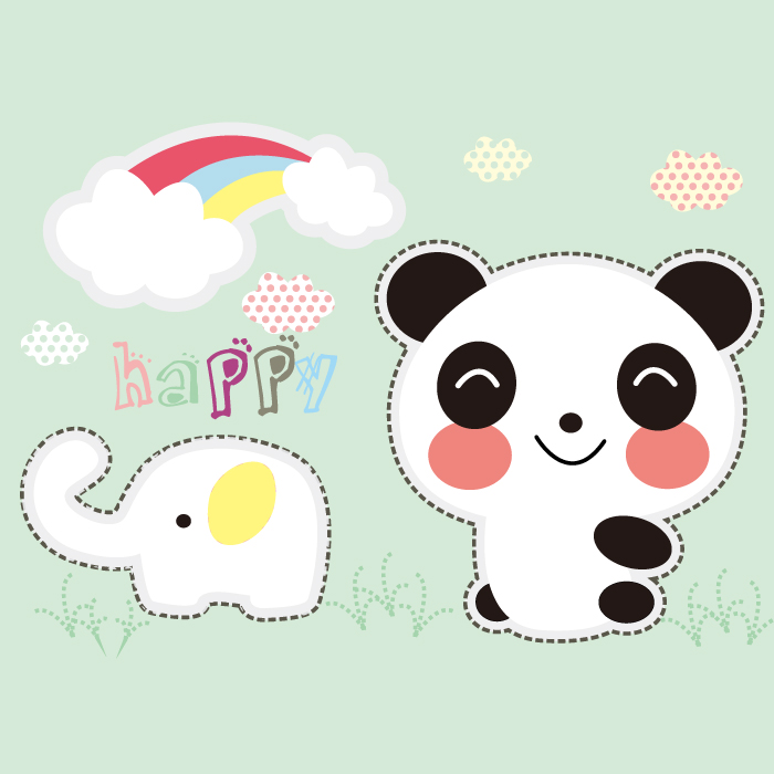 高清电脑卡通装饰画作品: 开心的熊猫