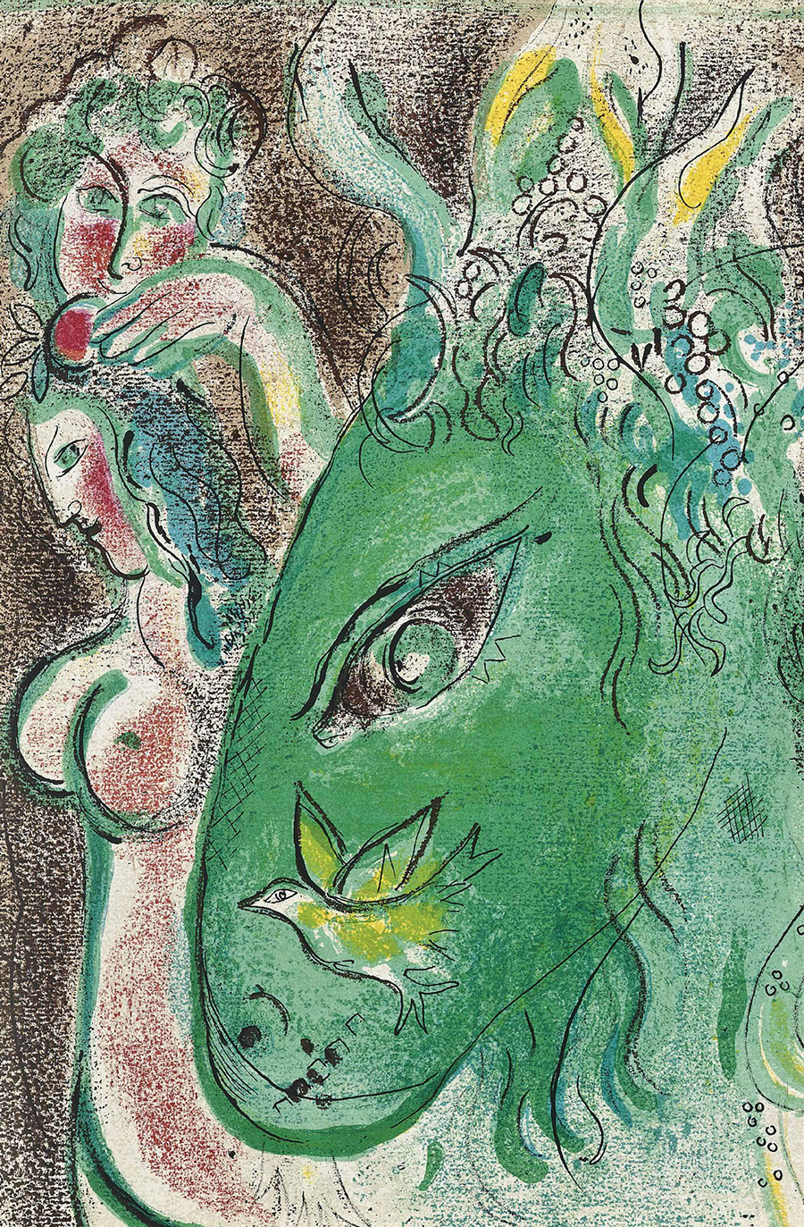 夏加尔油画作品: 绿色的马 高清大图欣赏
