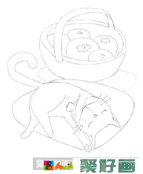 睡着的猫彩铅画教程