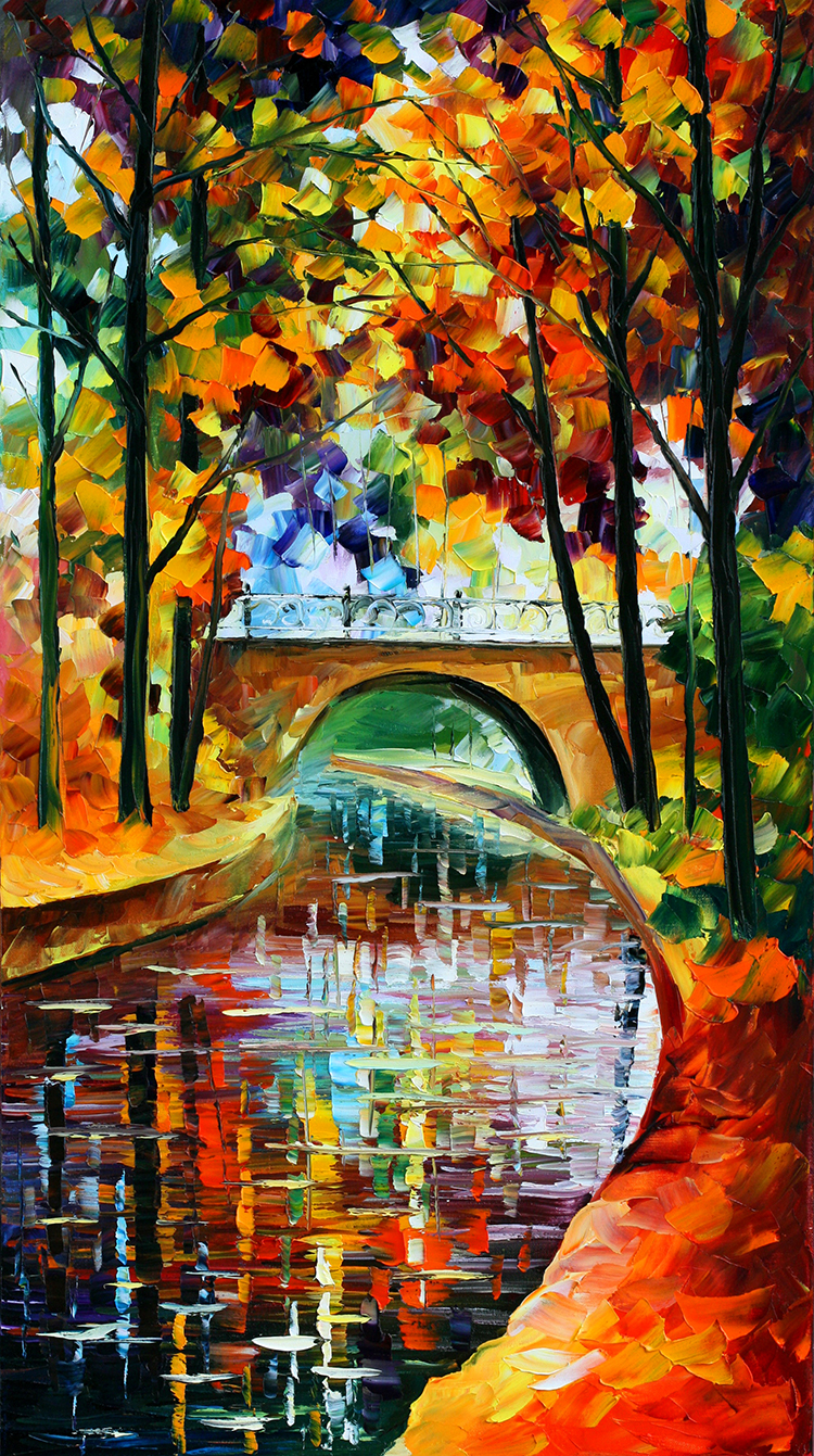 阿夫列莫夫高清油画作品: 七彩的河流和小桥