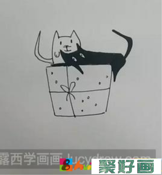 猫和礼盒儿童画