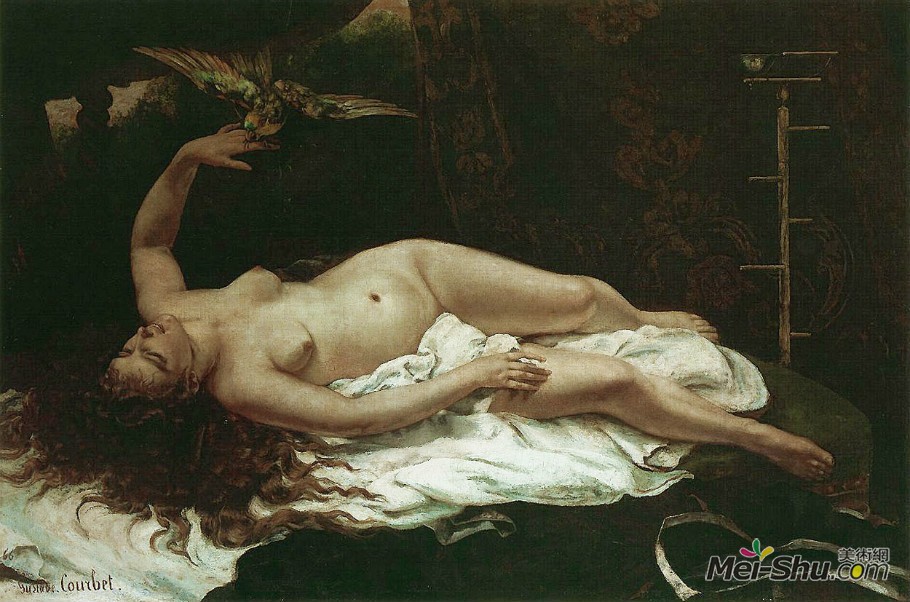 居斯塔夫·库尔贝Gustave Courbet作品 女子和鸚鵡﹝Woman with a Parrot﹞