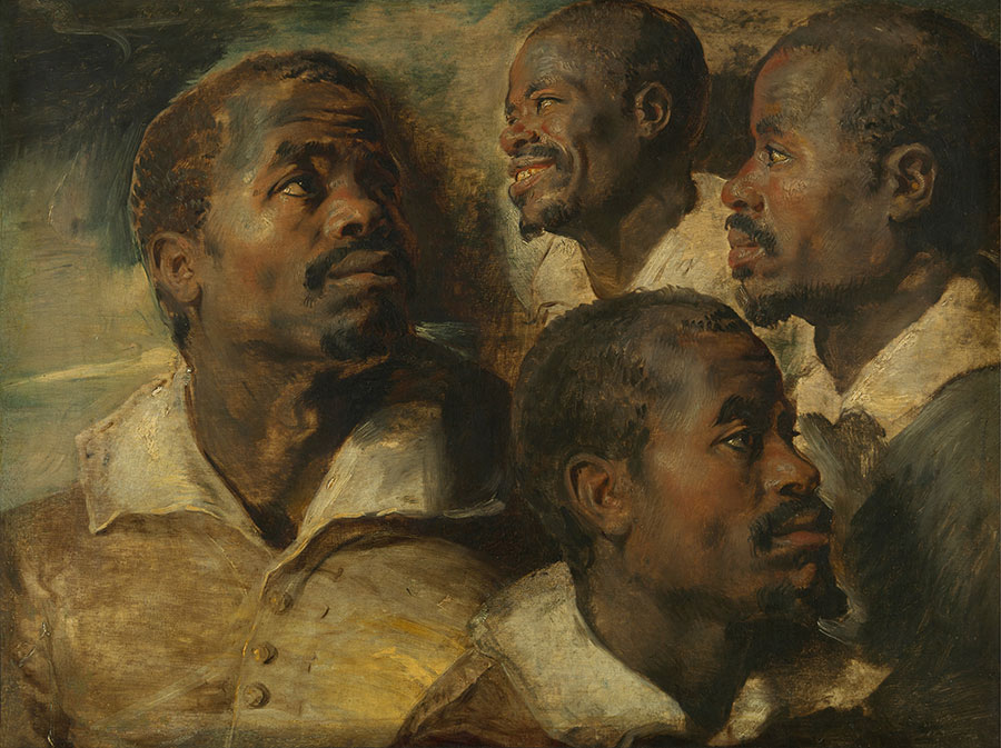 鲁本斯油画作品: 男黑人头像油画习作