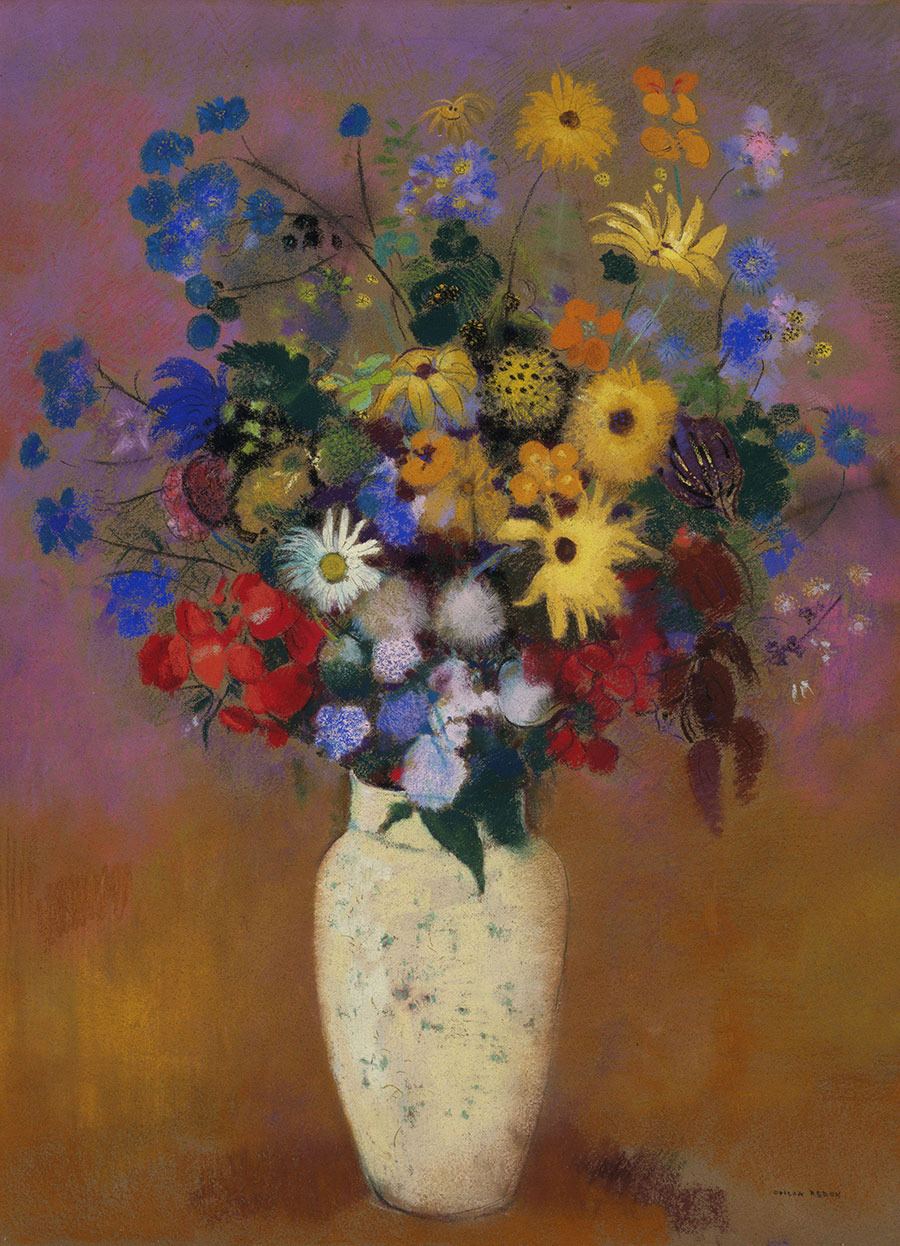 雷东油画作品: 花瓶 Vase of Flowers