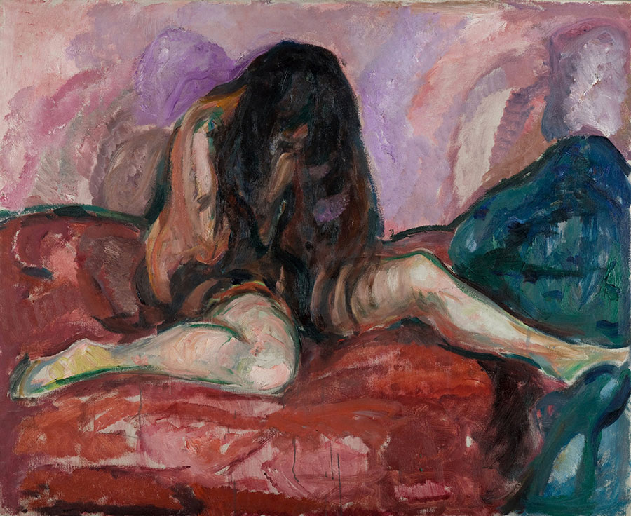 蒙克作品: 哭泣的裸女油画高清欣赏