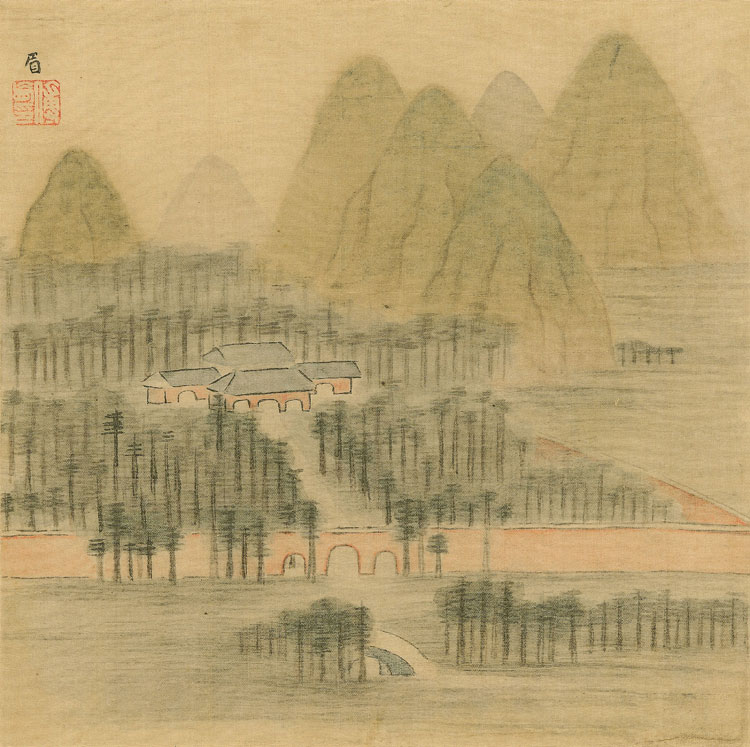 清 傅山、傅眉 山水花卉册 (十二) 国画高清下载