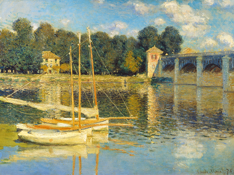 莫奈风景油画作品 阿尔让特依之桥 高清风景油画素材