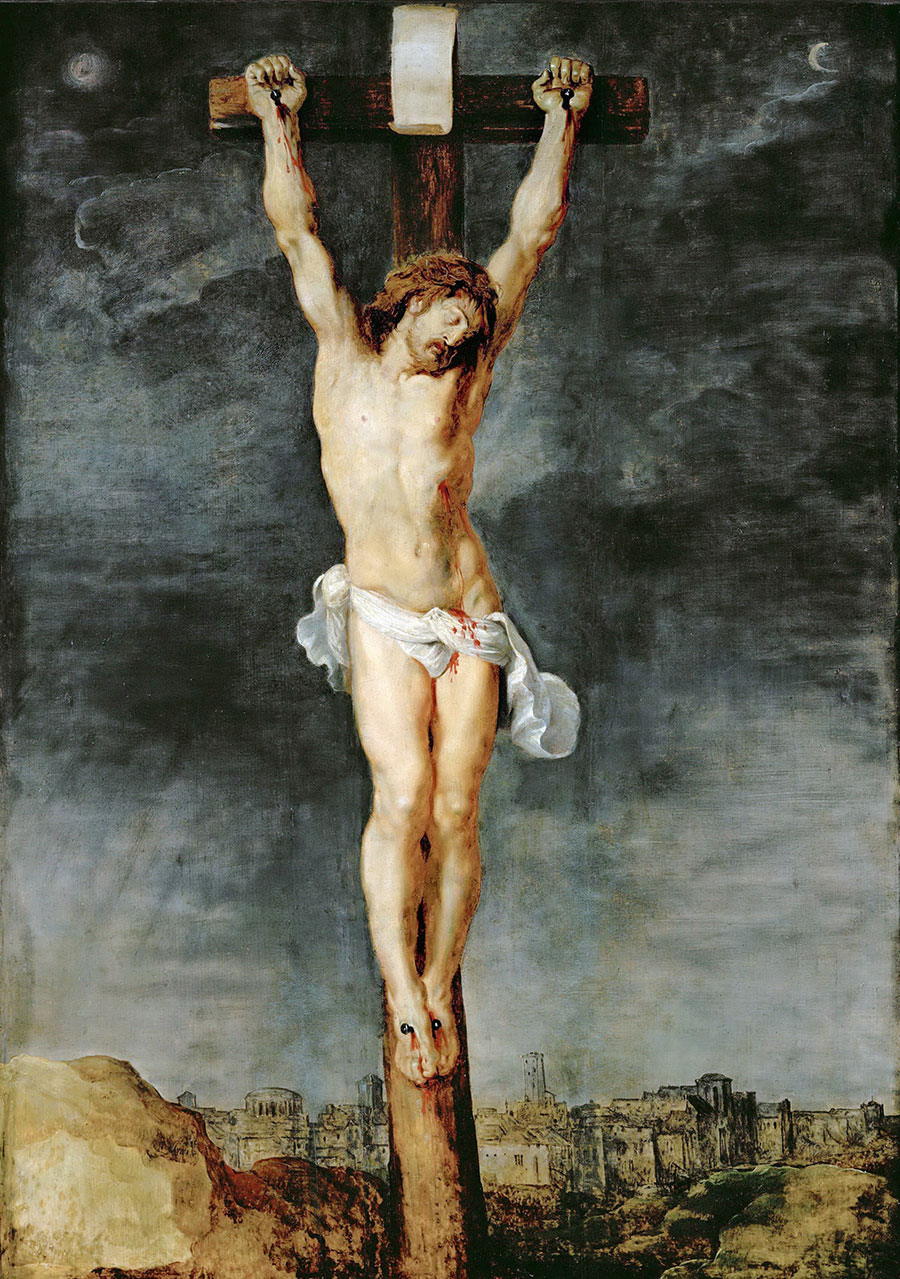 鲁本斯油画作品: 耶稣被钉十字架上油画欣赏