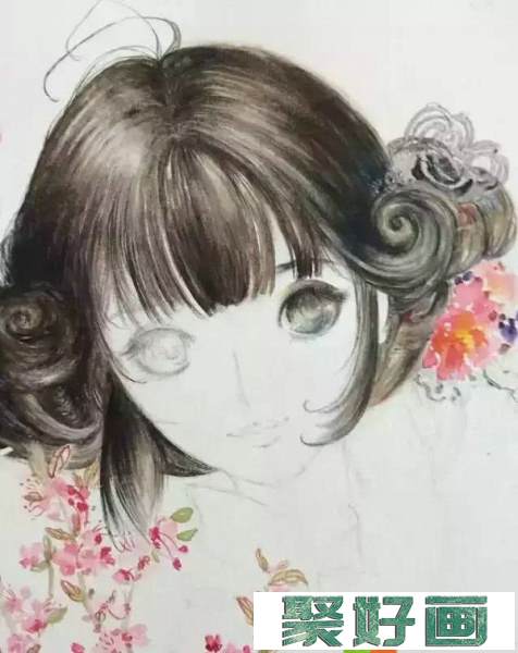 【水彩画】抱海棠花的女孩画法图解教程22