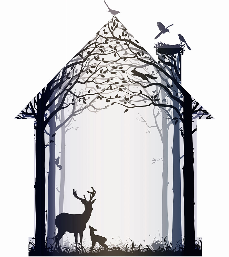 现代高清麋鹿装饰画,北欧风格麋鹿画大图下载,麋鹿一家