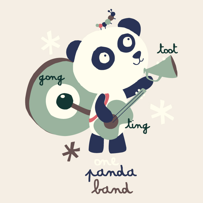 高清电脑卡通装饰画作品: 弹吉他的熊猫