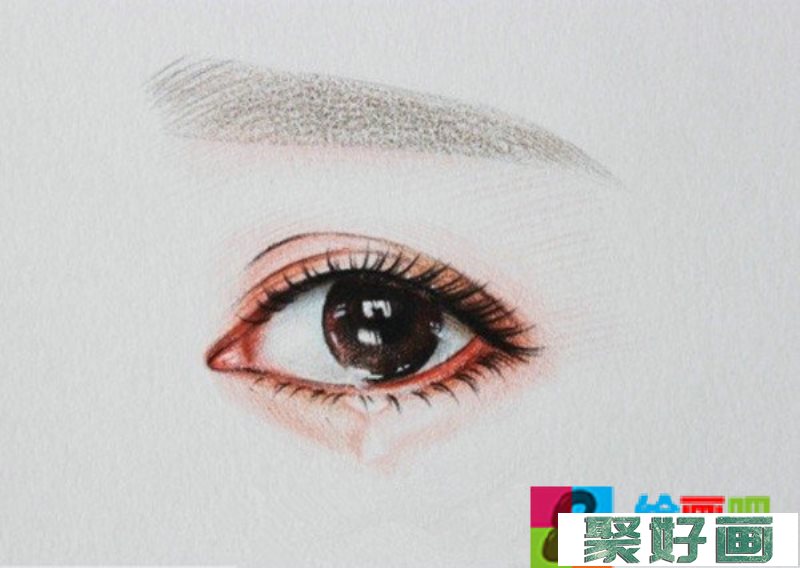 超写实彩铅手绘眼睛详细教程