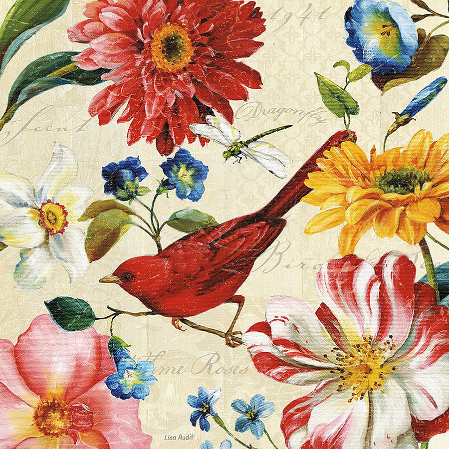 现代欧式花鸟装饰画 红花素材大图