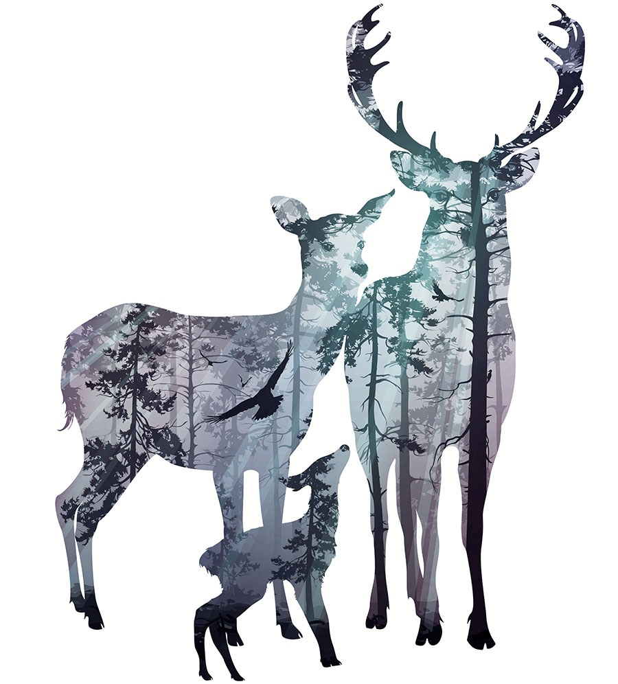 现代高清麋鹿装饰画,创意麋鹿画,北欧风格麋鹿画大图下