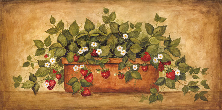 欧式甜美装饰画素材: 草莓水彩画