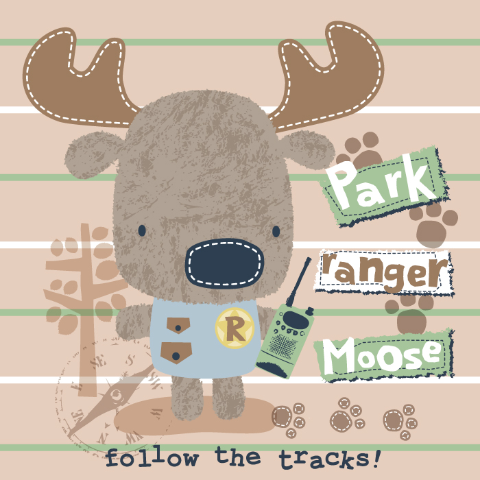 高清电脑卡通装饰画作品:  驼鹿moose护林者