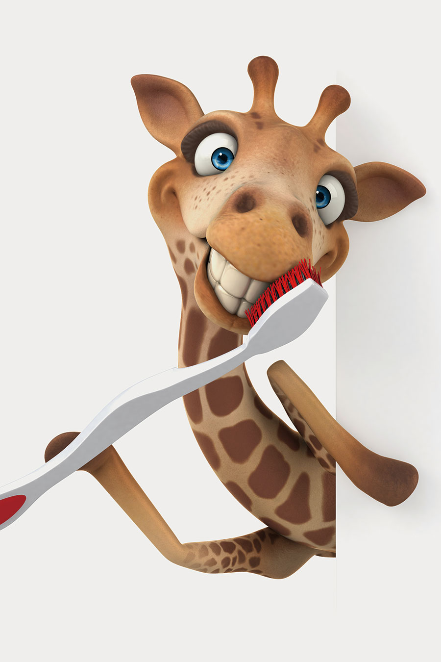 可爱的动物素材: 刷牙的长颈鹿