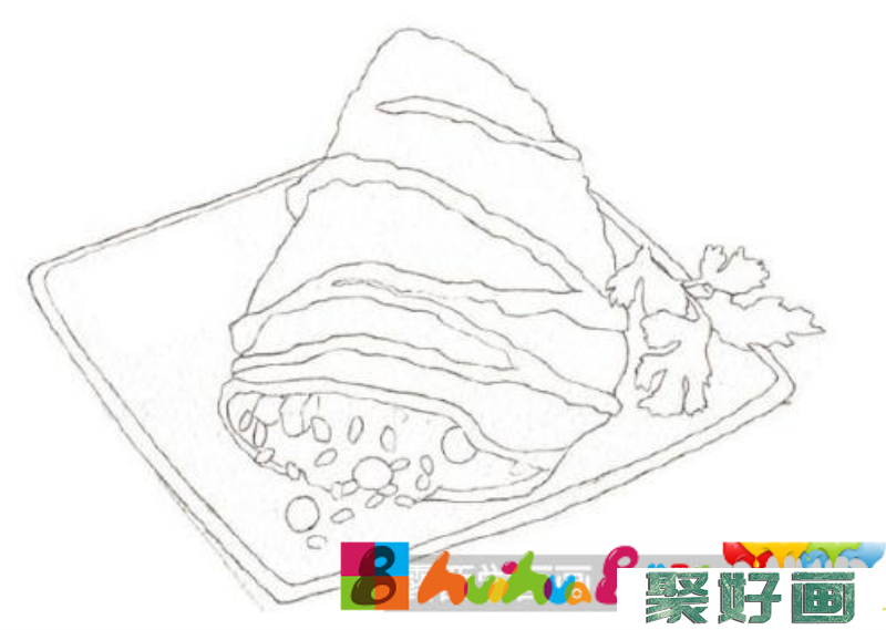 蛋包饭水彩画