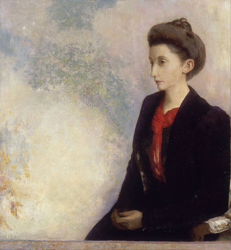 法国象征主义著名画家奥迪隆·雷东作品《罗伯特·多梅西男爵夫人》