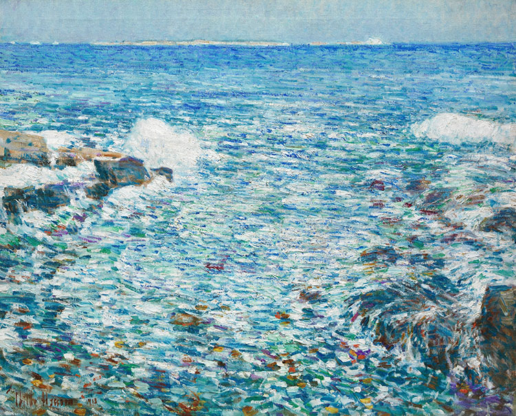 美国印象派蔡尔德·哈萨姆高清作品: 蓝色的海面