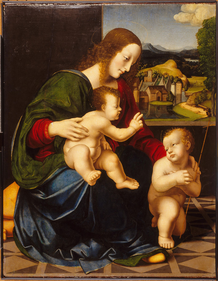 达芬奇作品 圣母与婴儿嬉戏 高清大图下载