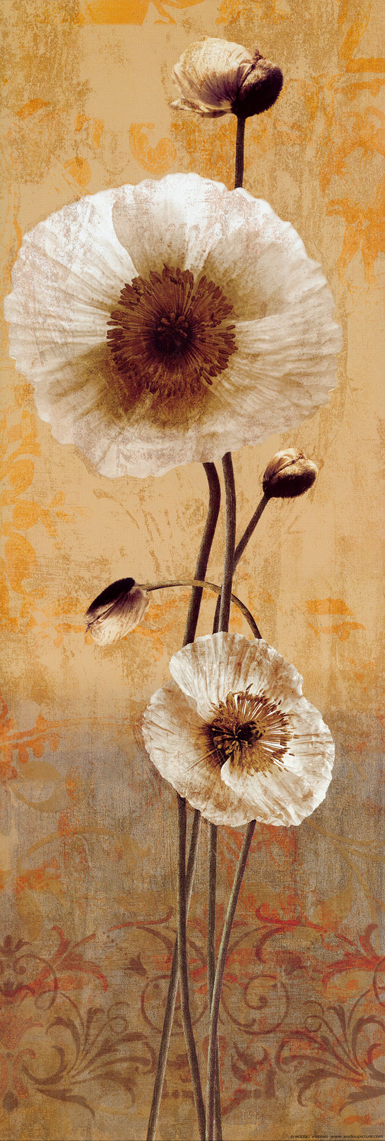 竖幅欧式罂粟花装饰画素材下载 A