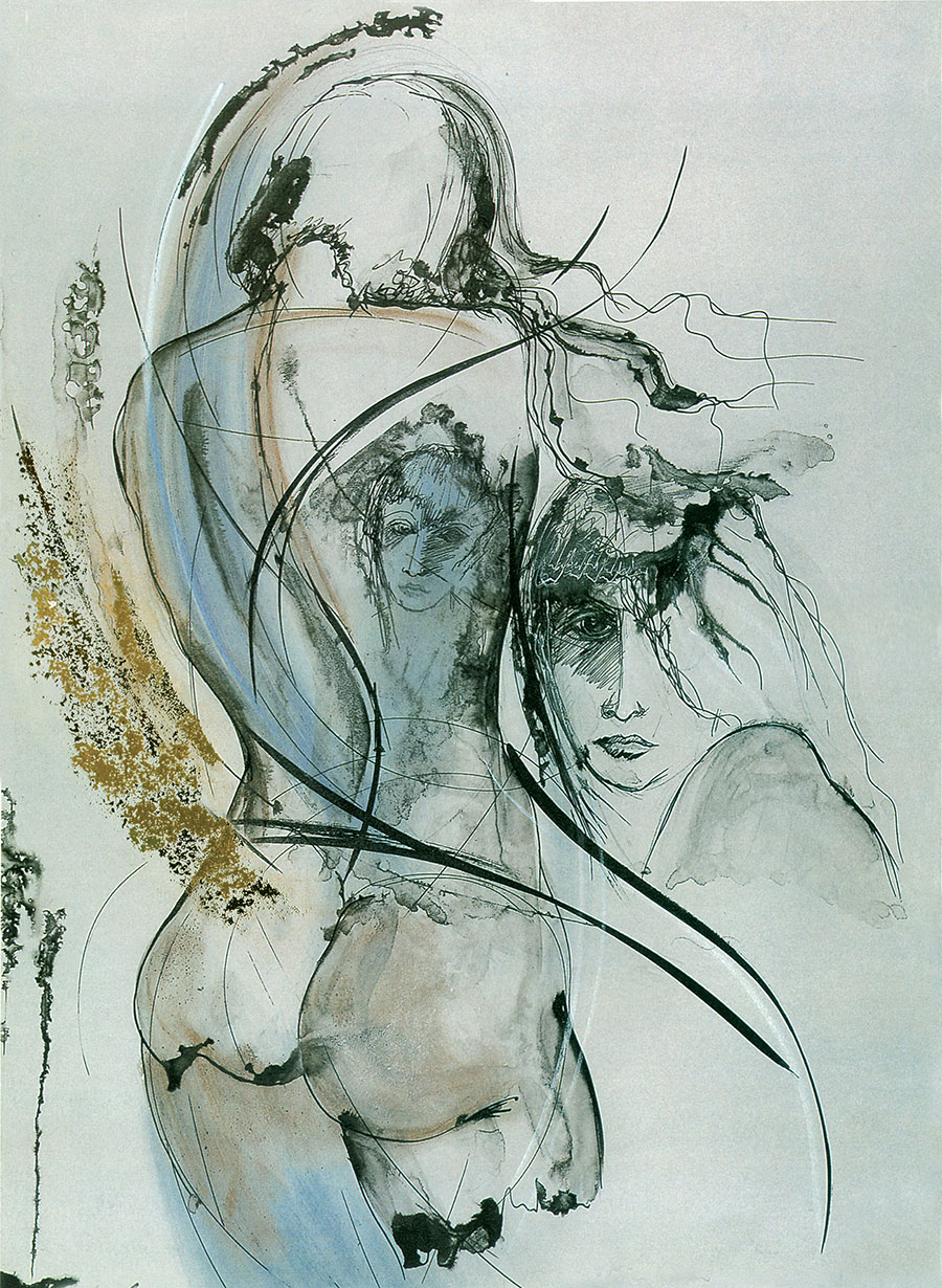 黑白抽象女人体水彩画素材  女人体装饰画大图下载