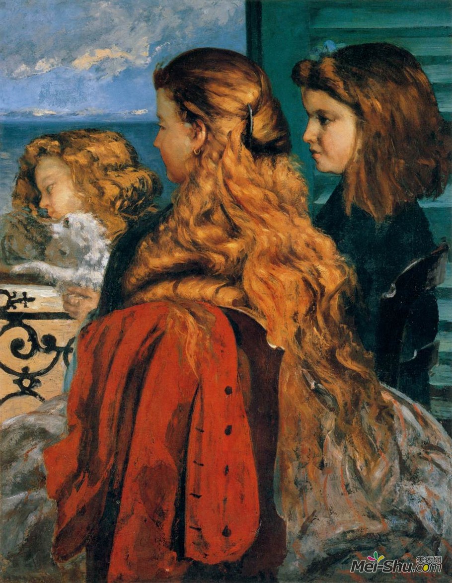 居斯塔夫·库尔贝Gustave Courbet作品 窗口前的三个英国女孩