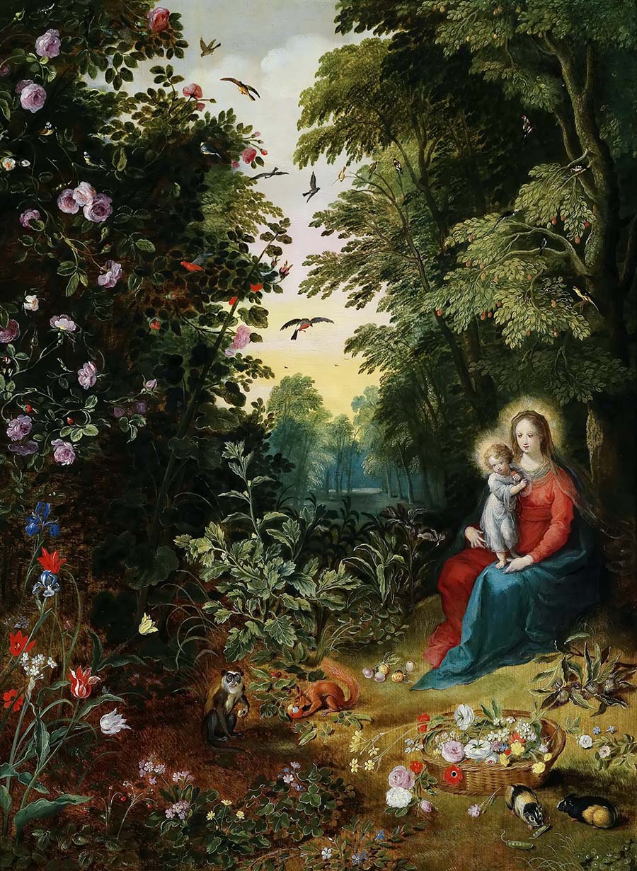 小勃鲁盖尔作品:森林里的圣母和圣子