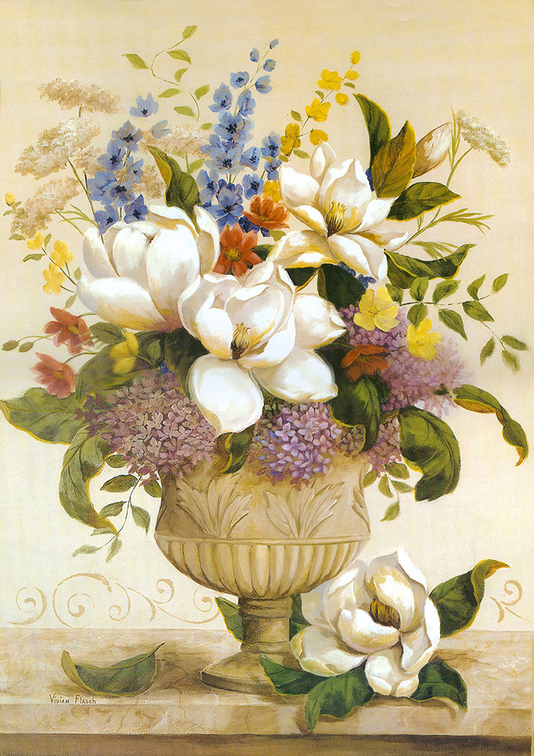欧式花盆装饰画高清素材: 花坛里好多花 A