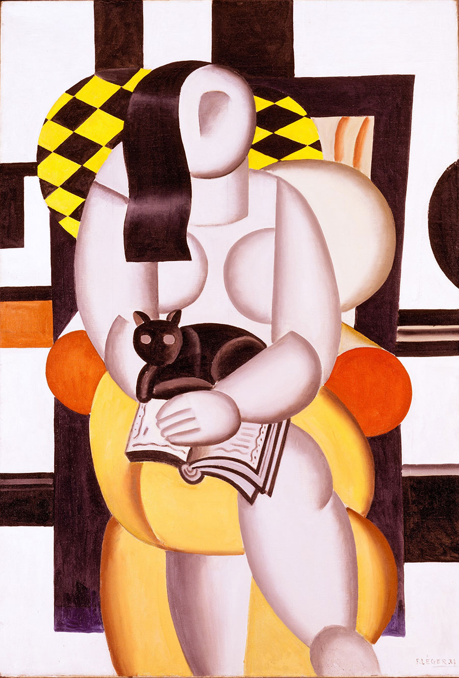 高清毕加索抽象作品：女人和猫