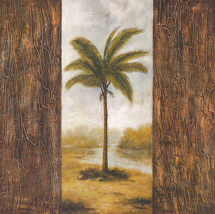 中东装饰画素材: 椰树装饰画 椰树肌理画 B