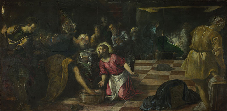 丁托列托作品: 基督为门徒洗脚 Christ washing the Feet of the Disciples