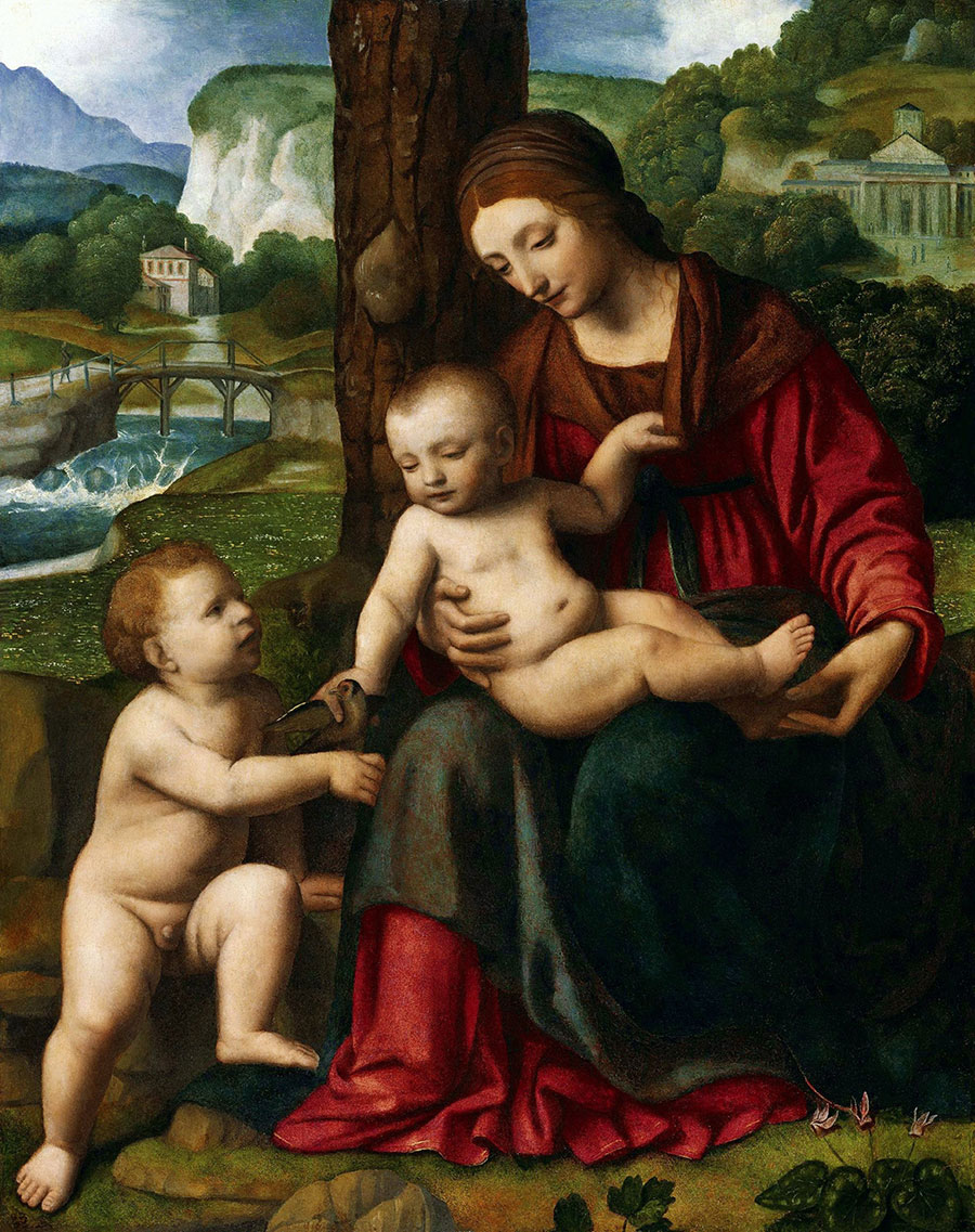 达芬奇作品 树下的圣母和婴儿 高清古典画