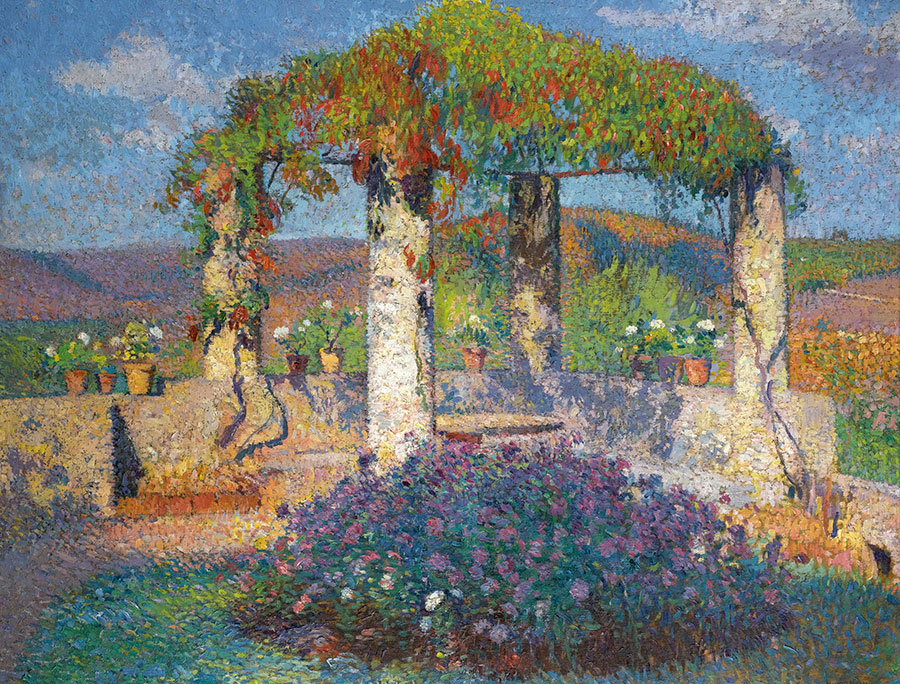 亨利马丁油画: 花园里的凉亭油画欣赏