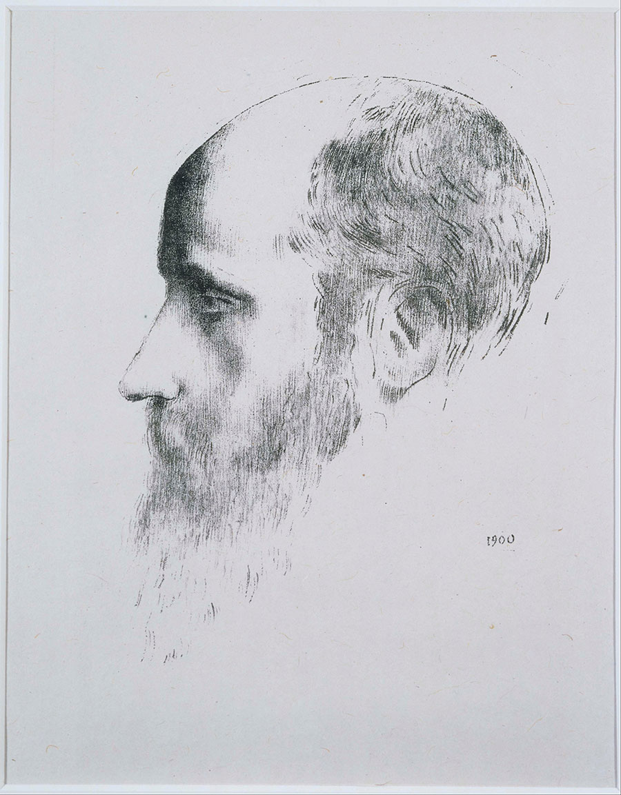 法国象征主义大师雷东素描头像作品: 中年男人头像 高清大图