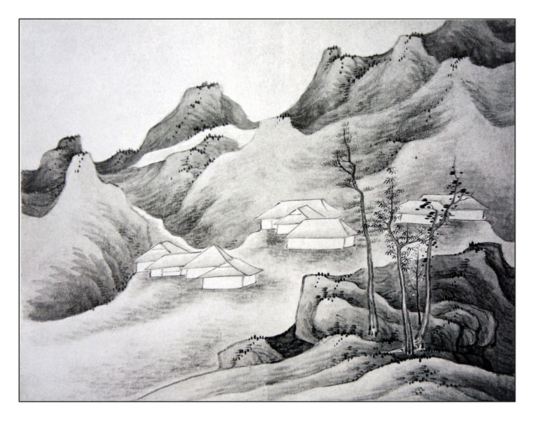 清 龚贤 山水画作品 荣宝斋画谱高清大图下载和欣赏 12