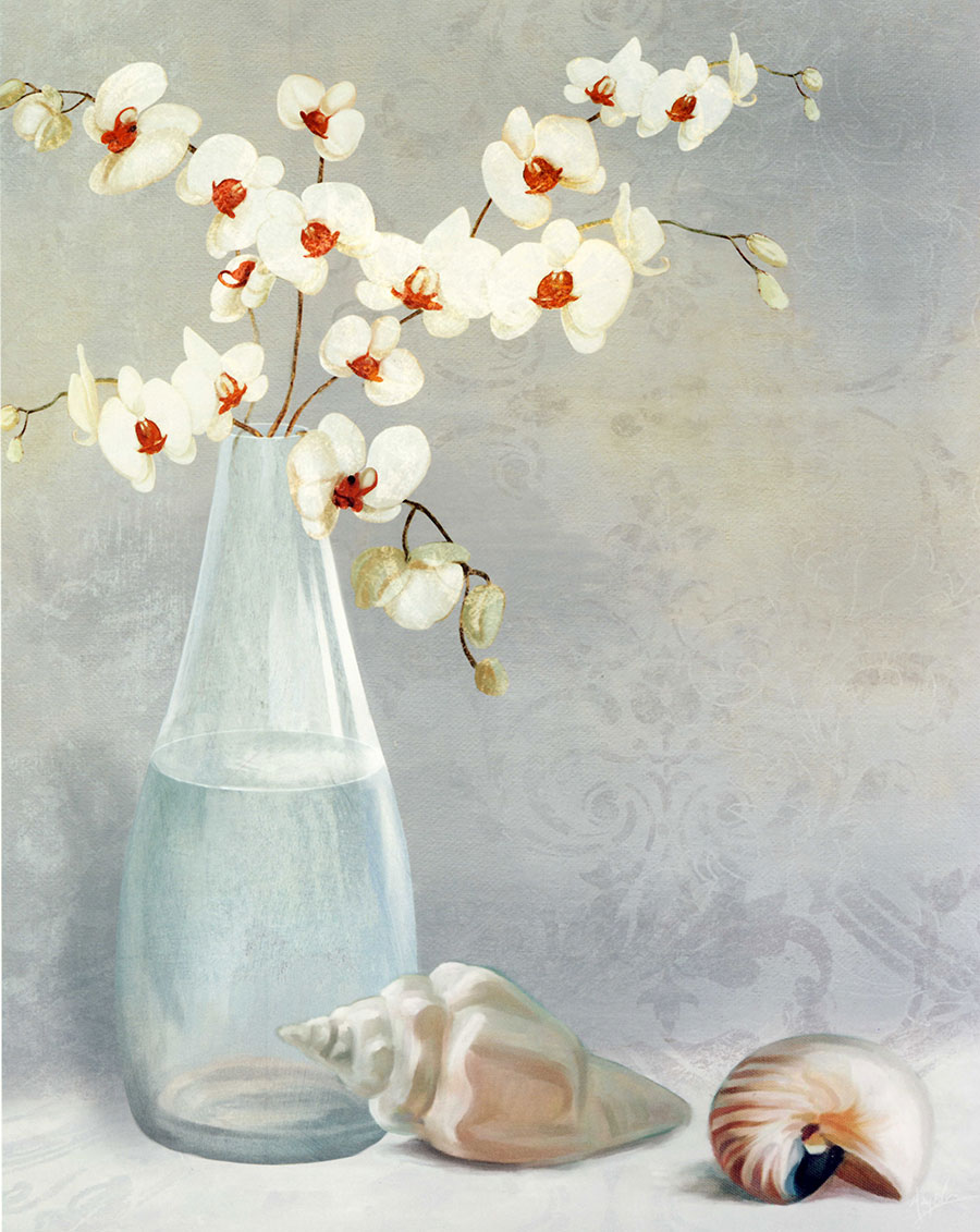 现代欧式客厅三联画 淡雅海螺和花瓶装饰画素材下载 A