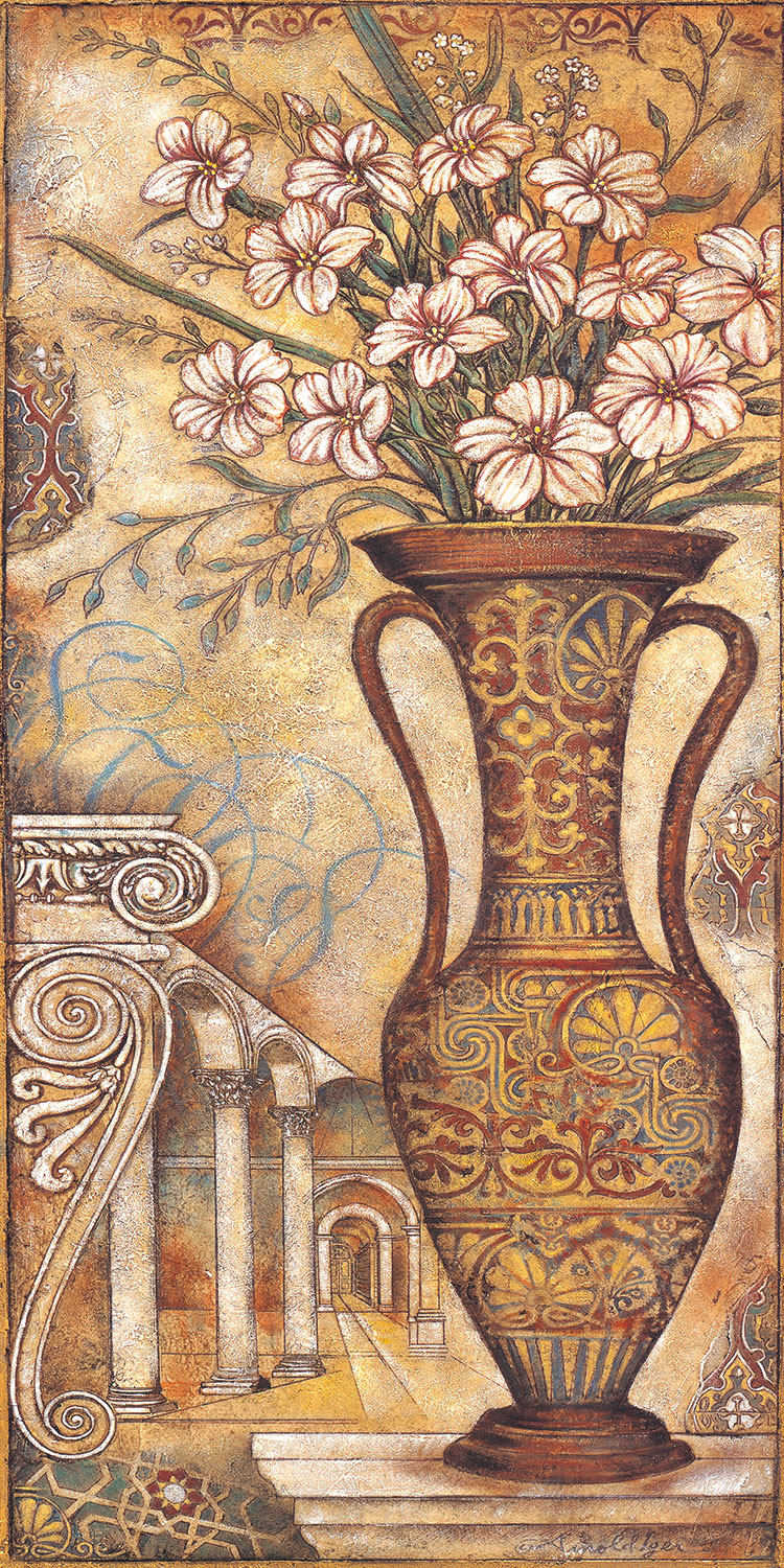 竖幅中东装饰画素材: 厚重的花盆装饰画 花盆肌理画大图下载  A