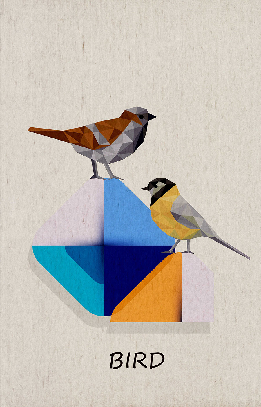 现代几何小鸟装饰画系列素材下载 B