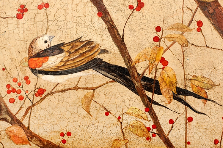 欧式裂纹背景的花鸟装饰画素材下载 B