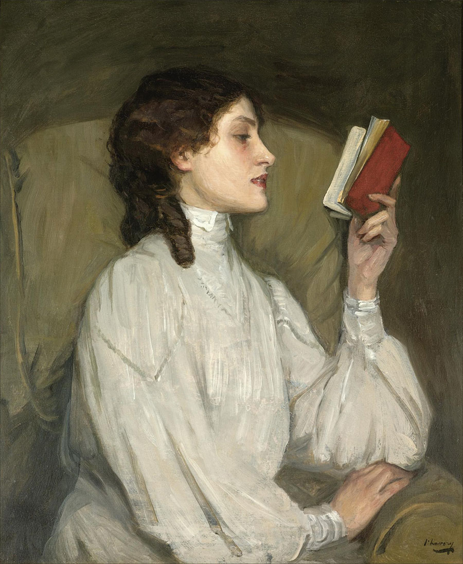 约翰·拉维里 miss auras the red book oil on canvas ca 1892