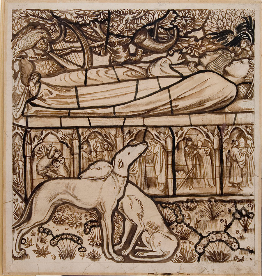 伯恩·琼斯作品: 狗与死亡的人水彩画底稿