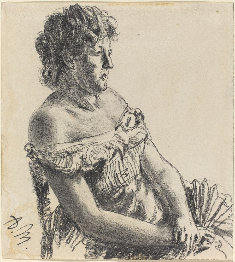 门采尔素描: 坐着的妇女